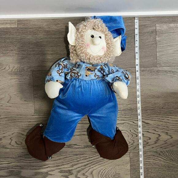 Homemade Large Soft Sculpture Blue stuffed Santa Christmas Elf - Picture 4 of 7